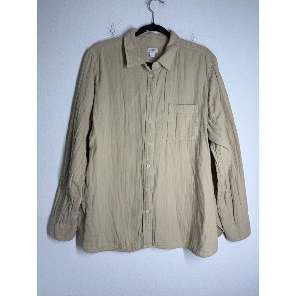 J Crew Women’s Cotton Button Down Shirt Tan Size 2X